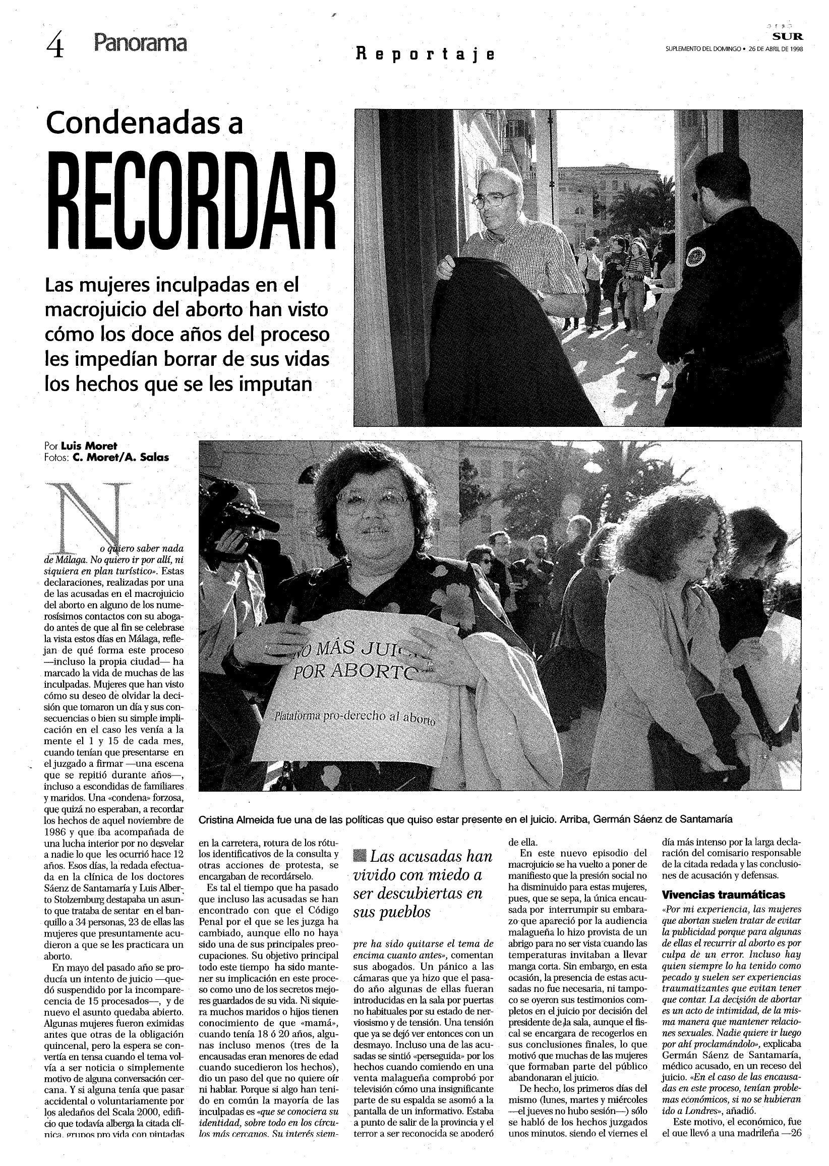 SUR reported on the trial on abortion that took place in Malaga.