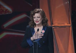 Susan Sarandon during her speech after picking up the international award.