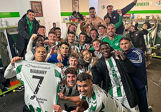 The Antequera players in the changing room following Wednesday's win.