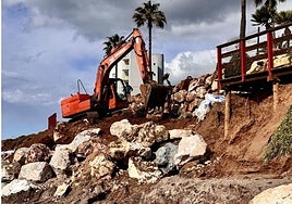 Repair work underway on a section of the coastal path in this Costa del Sol town.
