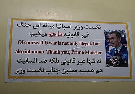Is Iran putting stickers of Spain's PM Pedro Sánchez on its missiles as a symbol of gratitude?