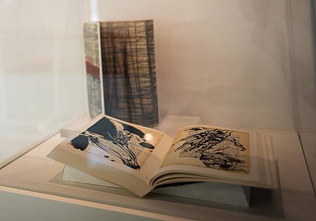 An example of 'Mein kampf', altered by Velickovic himself, who suffered under the dictator.