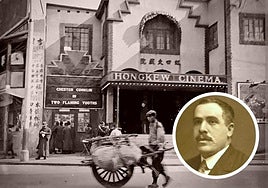 The Hongkew cinema and Antonio Ramos Espejo (inset).