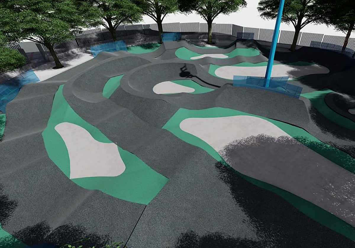 Infographic of the 'pump track' project, which will have an area for children and beginners and another for intermediate and advanced users.