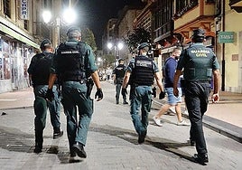 Guardia Civil on duty in the town of Ribadesella.
