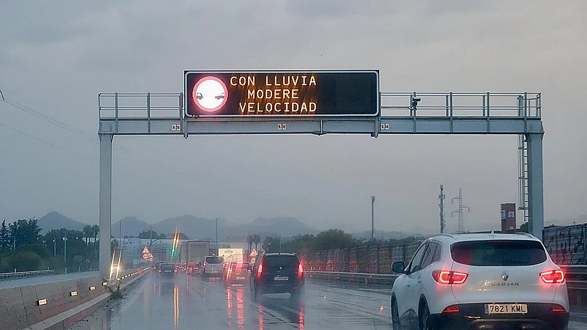 Rain on the access road to Malaga early on Wednesday morning.