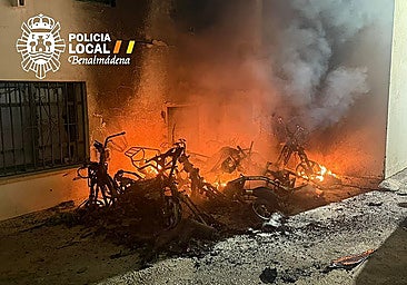 Photo of burning motorcycles the Local Police in Benalmádena shared.