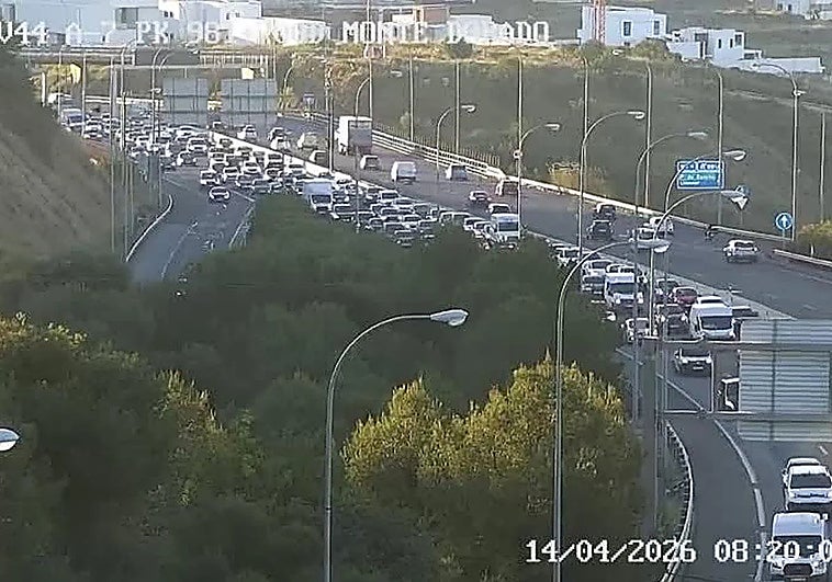 Photo of the A-7 traffic jam in Malaga province on Tuesday.