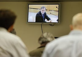 A TV feed of Mariano Rajoy in court on Thursday.