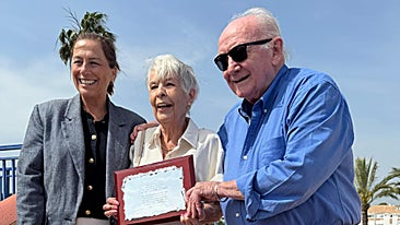 Councillor Begoña Ortiz, Stella Bosworth and Alan James during the presentation