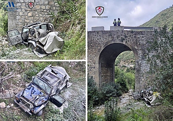 Driver rescued after driving his vehicle off a ten-metre-high bridge in La Axarquía