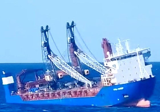 The 'Ursa Major', heeled over, in the hours before it sank.