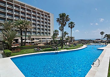 The swimming pool of the iconic Pez Espalda hotel in Torremolinos.