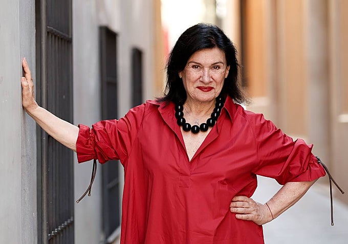 Paloma Picasso expresses her satisfaction at the unveiling of the sculpture dedicated to her grandfather, José Ruiz Blasco.