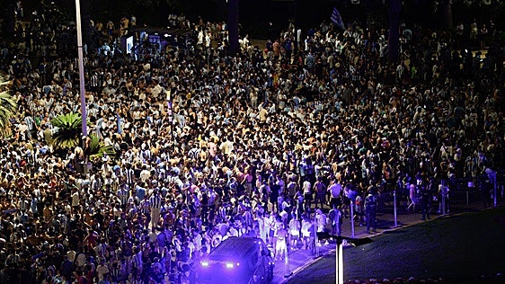 Malaga fans celebrate on promotion night