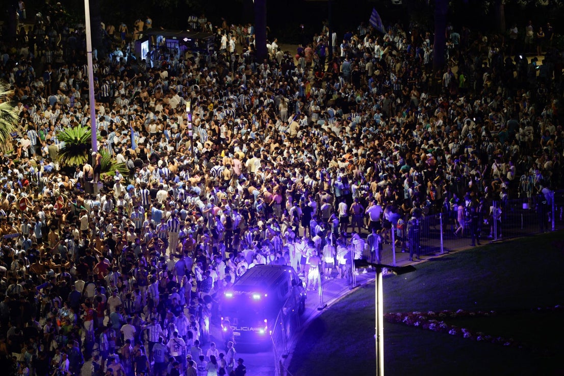 Malaga fans celebrate on promotion night