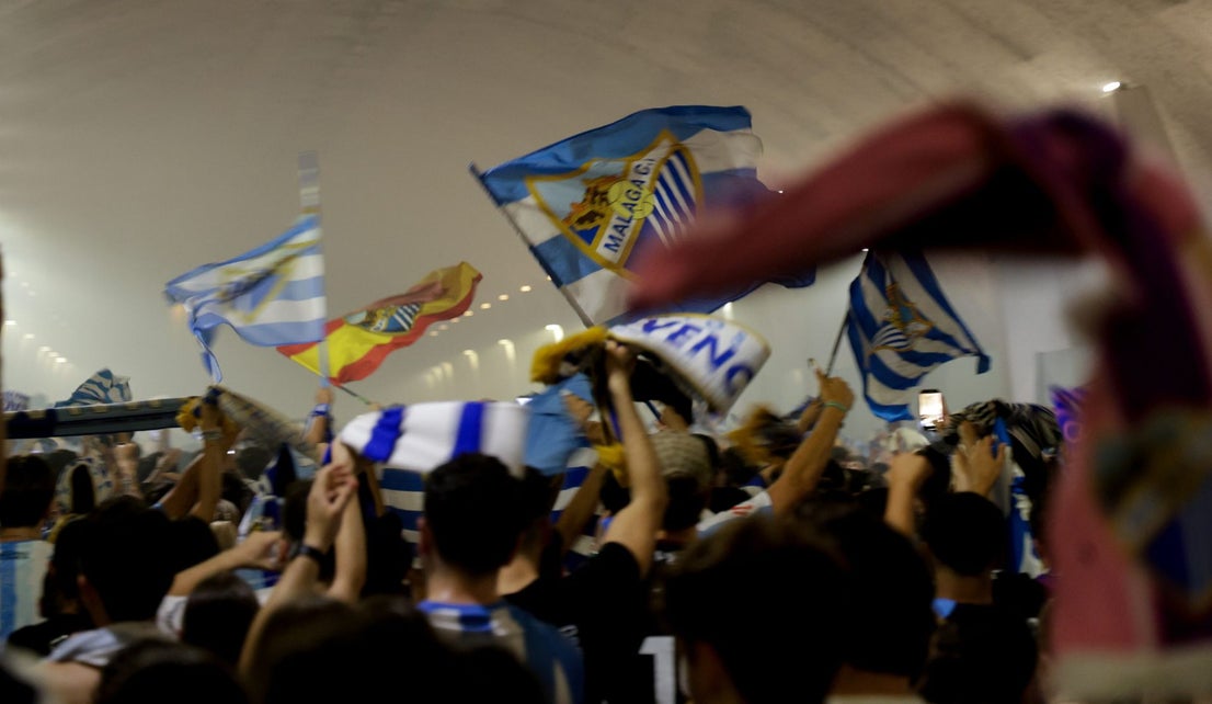 Malaga fans celebrate on promotion night