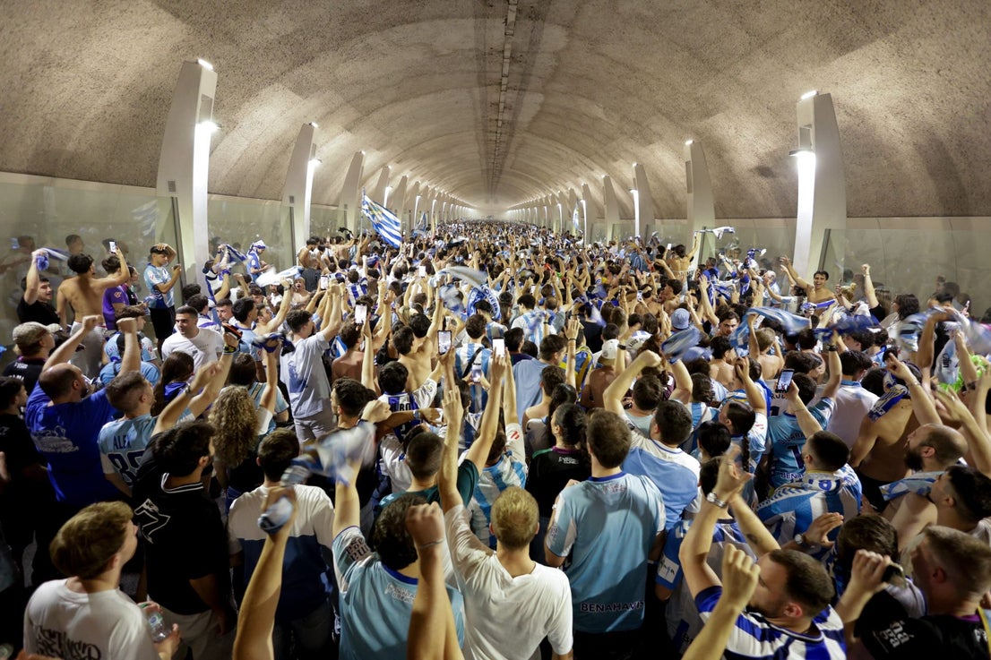 Malaga fans celebrate on promotion night