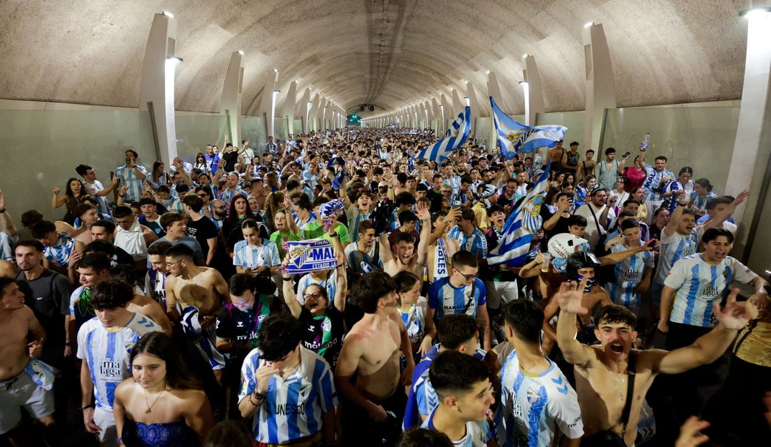 Malaga fans celebrate on promotion night