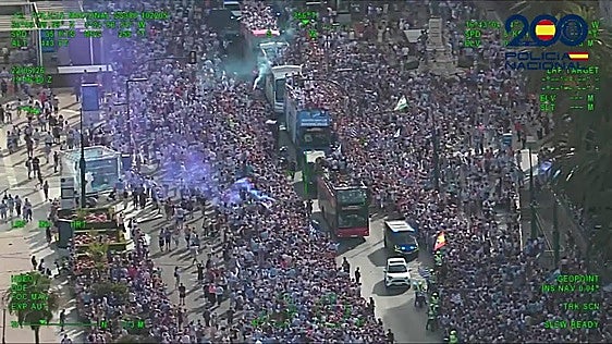 Malaga CF celebrations as seen from the air