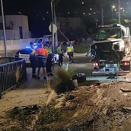 The vehicle involved in the accident and the emergency services personnel who attended the scene.