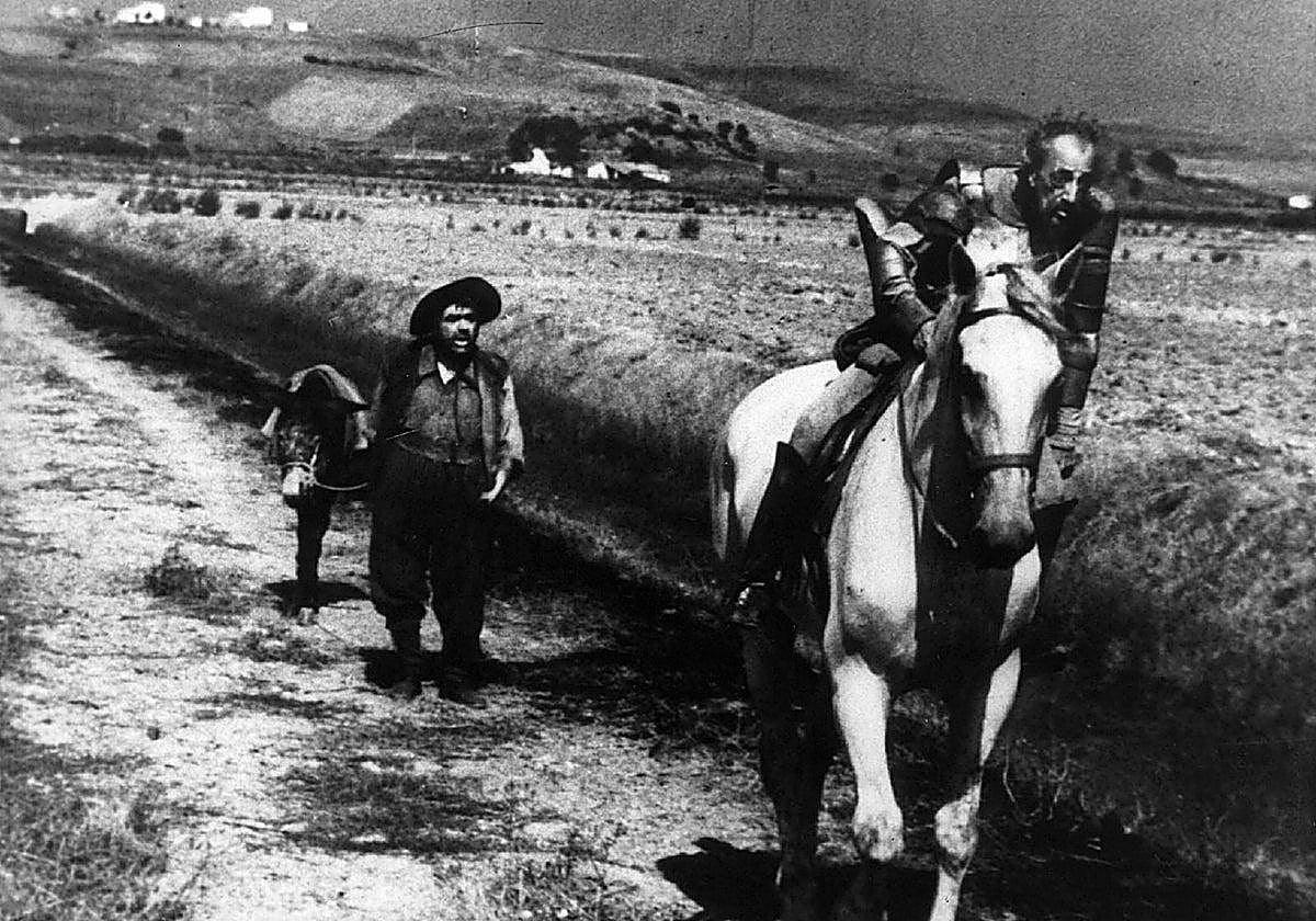 The latest adventure of Don Quixote and his squire, Orson Welles