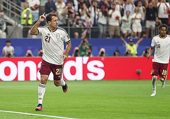 Mikel Oyarzabal celebrates tucking away his first-half penalty.