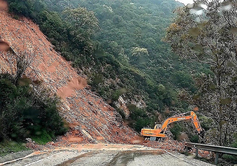 Damage to a road in the interior of the province following last winter’s storms.