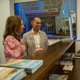 Patricia Navarro and Juan Antonio Lara at the reopening of the refurbished Bil Bil castle and the new tourist office.
