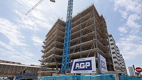 Malaga office building under construction next to AVE train station