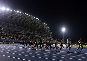 The view inside the Ciudad de Málaga athletics stadium during the men's 5,000m.