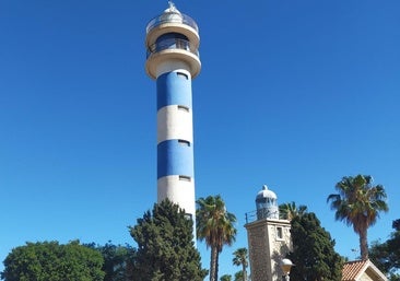 Lighthouses next to each other on Torre del Mar's promenade.