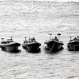 Drug-smuggling speedboats off the Andalusian coast.