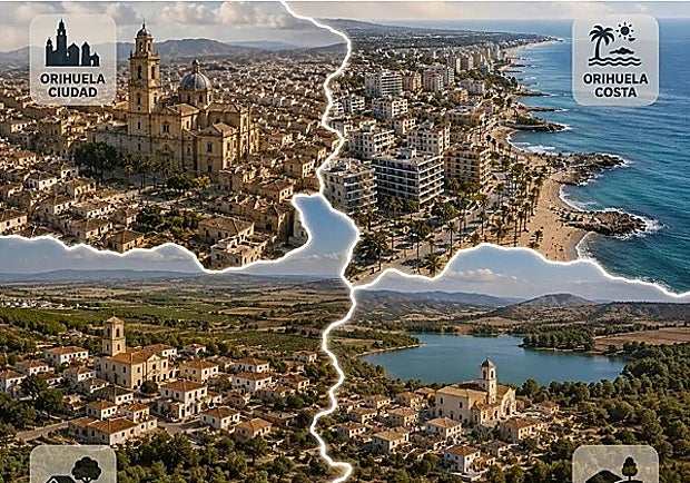An illustration featuring images of the ‘four realities’ of Orihuela, according to the party that advocates segregation.