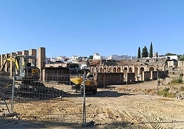 Work being carried out at the Roman theatre in Itálica.