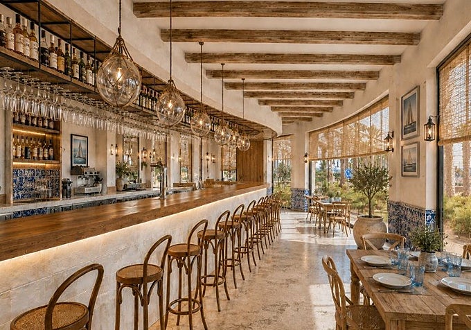 Recreation of the seaside restaurant in a newly built property in the marina.