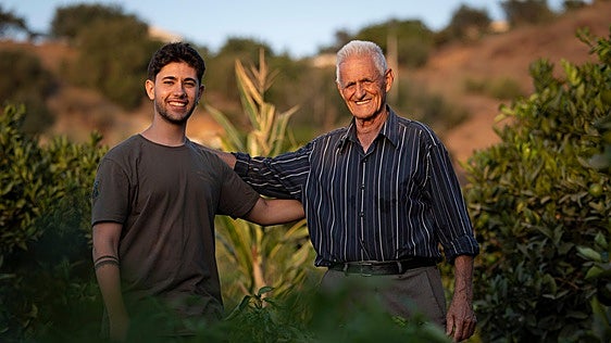 Manuel Bonilla with his grandson Dani.