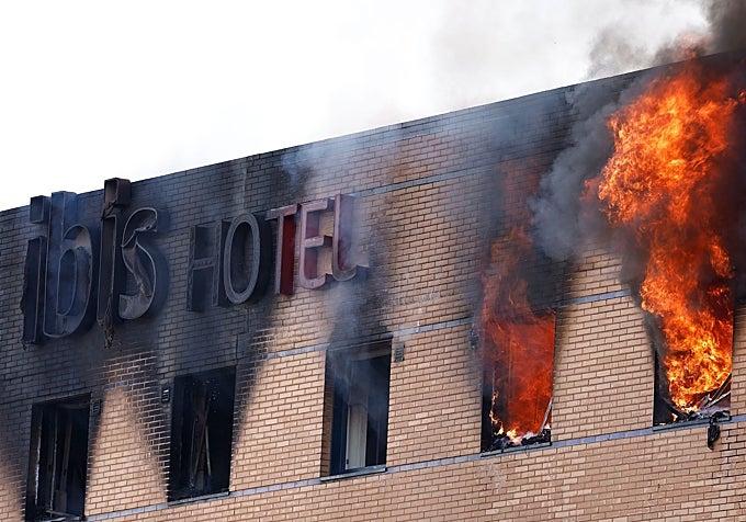 One of the many times the fire reignited.