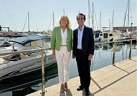 The Mayor of Marbella and the regional minister for public works at the port of La Bajadilla.