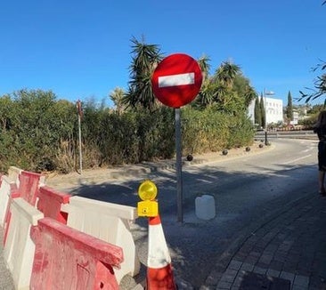 The closed access road in Marbella in question.