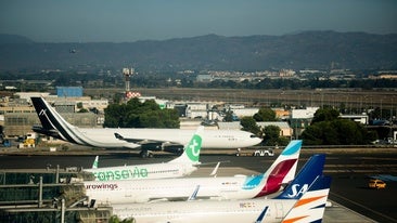 Aeroplanes at Malaga Airport.