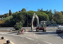 Roadworks at a motorway junction leading to the Golden Beach area.