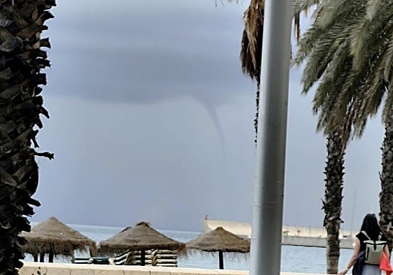 The waterspout spotted off the La Malagueta beach in Malaga.