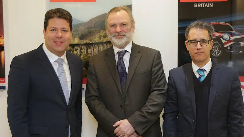 Fabian Picardo and Dr Joseph García with new UK ambassador Sir Tim Barrow in Brussels. :