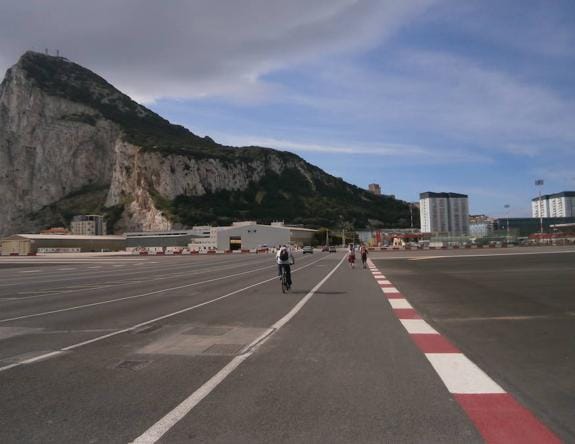 The runway, which was blocked for two hours on Wednesday.