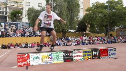 Acrobatic inline skating.