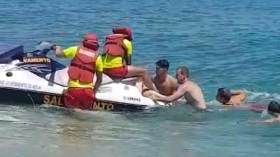 Lifeguards rescued the woman from the sea on Monday.