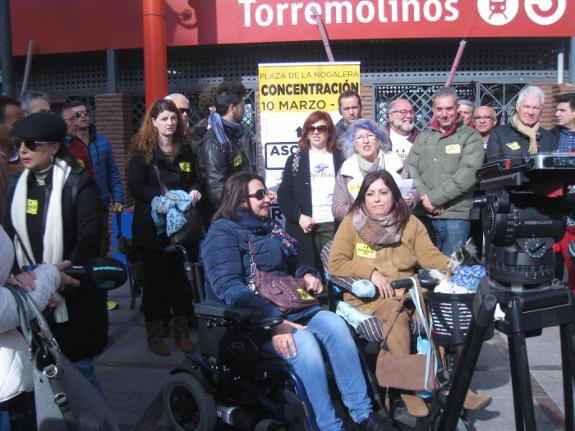 Protesters outside the station on Friday.