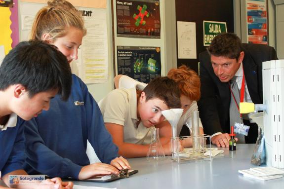 Teachers and pupils at Sotogrande International School at work.