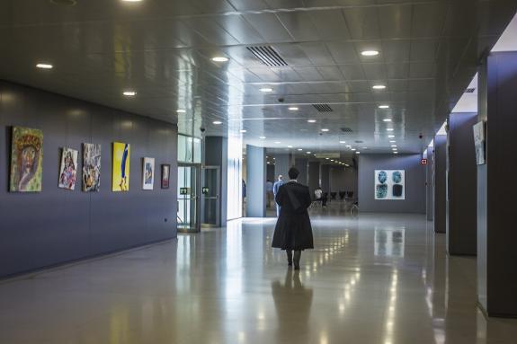 A quiet corridor in Malaga's court building on Tuesday.